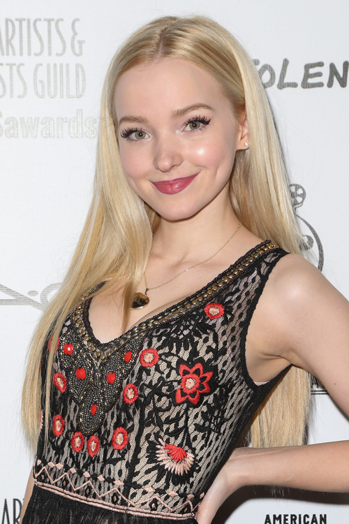 Dove Cameron Straight Platinum Blonde All-Over Highlights Hairstyle ...