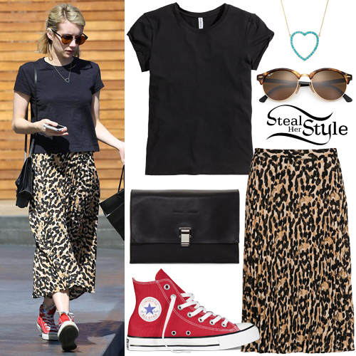 Emma Roberts Black Tee Airport Style Spring Summer 2020