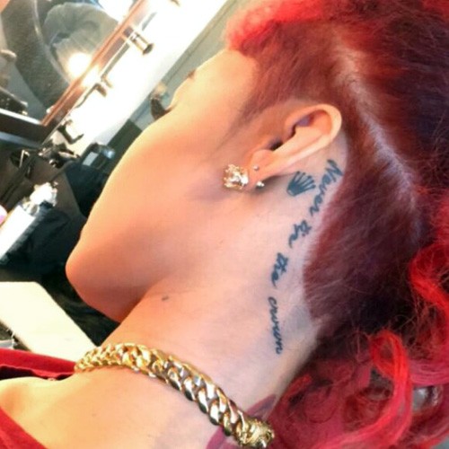 India Westbrooks Crown Writing Behind Ear Neck Tattoo  Steal Her Style