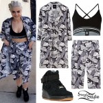 Bebe Rexha: Camo Trench & Shorts