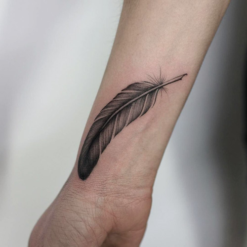 Feather Wrist Tattoo Design