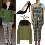 Iggy Azalea: Fur Parka, Houndstooth Pants