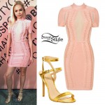 Jordyn Jones: Pink Dress, Gold Sandals