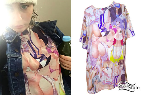 Miley Cyrus: Naked Anime T-Shirt