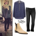 Ellie Goulding: Fringe Jeans, Tan Booties