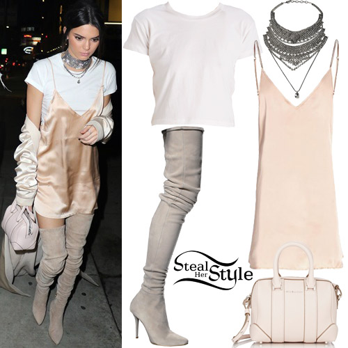Kendall Jenner: Slip Dress, Over-The-Knee Boots | Steal Her Style