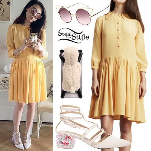 Marzia Bisognin: Yellow Shirtdress Outfit