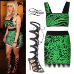 Nicki Minaj: Green Animal Print Outfit