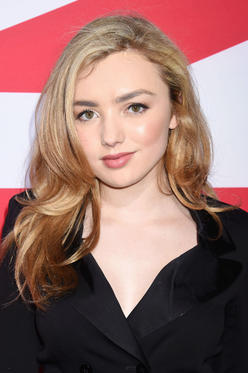 Peyton List Wavy Medium Brown Angled, Side Part Hairstyle | Steal Her Style