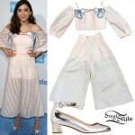 Rowan Blanchard: Sheer Stripe Culottes