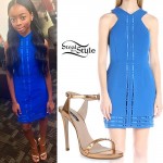 Skai Jackson: Blue Dress, Gold Sandals