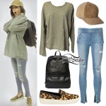 Amanda Steele: Olive Sweatshirt, Ripped Jeggings