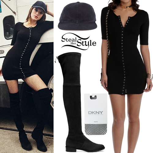 black dress over the knee boots