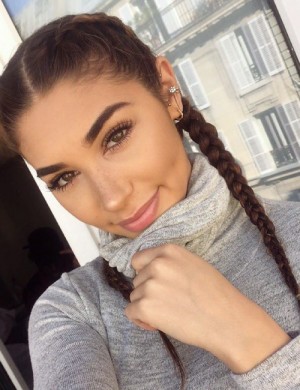 Chantel Jeffries Straight Medium Brown Pigtail Braids Hairstyle | Steal ...