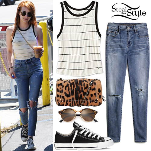 Emma Roberts: Striped Top, Ripped Jeans | Steal Her Style