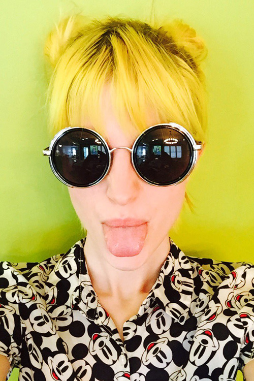 Hayley Williams Straight Yellow Choppy Bangs, Multiple Buns, Uneven