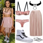 Tinashe: Pink Bra & Skirt, High-Top Vans