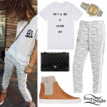 Zendaya: Striped Trousers, Sneaker Boots