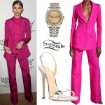 Zendaya: Fuchsia Suit, Silver Sandals