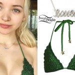 Dove Cameron: Green Crochet Bikini