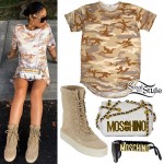 India Westbrooks: Camo Tee, Tan Boots