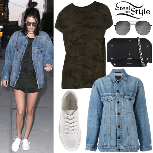 Kendall Jenner: Camo T-Shirt, Denim Jacket | Steal Her Style