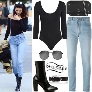 Kendall Jenner: Black Bodysuit, Patent Boots | Steal Her Style