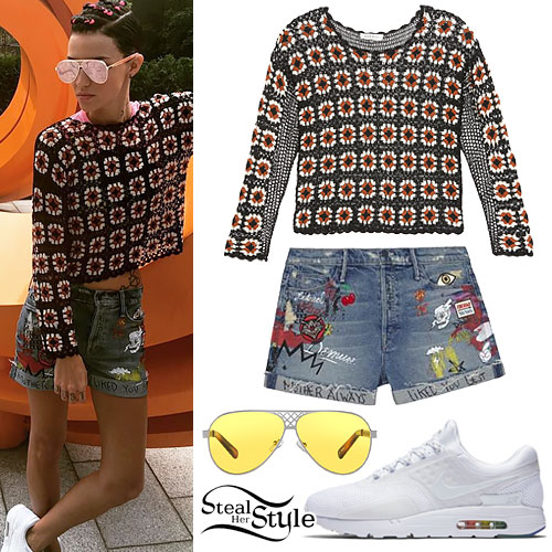 Ruby Rose: Crochet Sweater, Patchwork Shorts