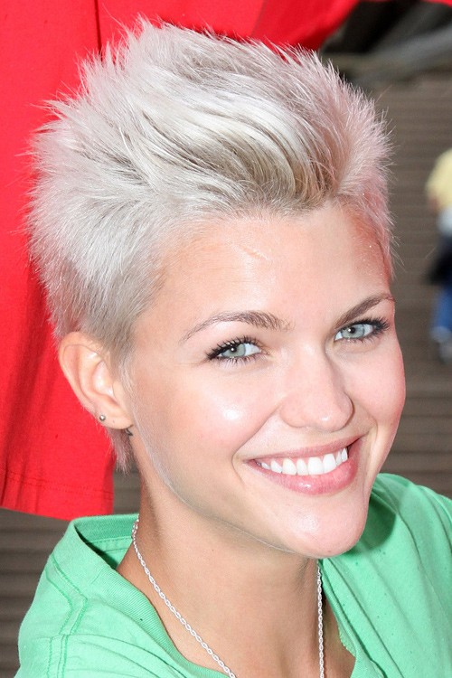 Ruby Rose Straight Ash Blonde Mohawk Pixie Cut Hairstyle Steal