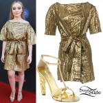 Sabrina Carpenter: Gold Metallic Shift Dress
