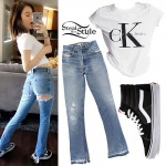 Amanda Steele: CK Tee, Flared Jeans