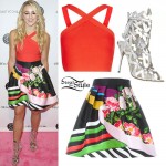 Chloe Lukasiak: Stripe Skirt, Silver Sandals