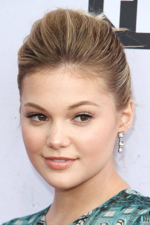 Olivia Holt Straight Medium Brown All-Over Highlights, Beehive, Updo ...