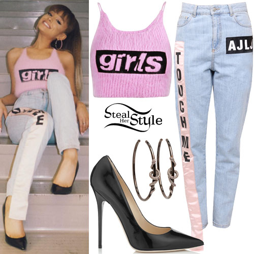 Ariana Pink Girls Top Black Pumps Steal Her Style