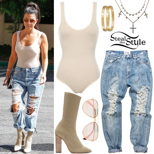 Look for Less: Kourtney Kardashian's Los Angeles Wolford Mat de Luxe  Forming Bodysuit, alice + olivia Bone Leather Back Zip Leggings, and Stuart  Weitzman Nudist Sandals – Fashion Bomb Daily