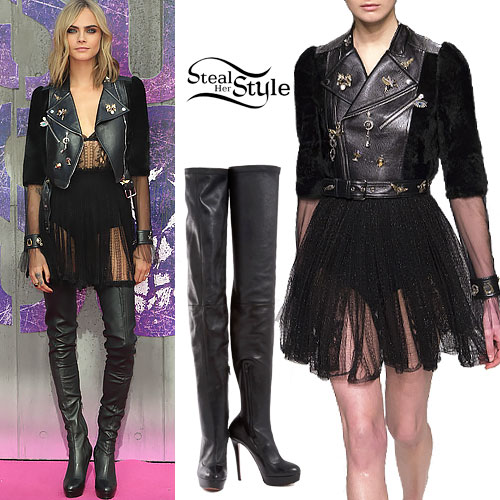 Cara Delevingne: Tulle Dress, Thigh Boots