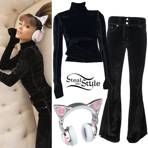 Ariana Grande Velvet Turtleneck Top And Pants Steal Her Style