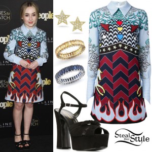 Sabrina Carpenter: Embellished Dress, Platform Sandals | Steal Her Style