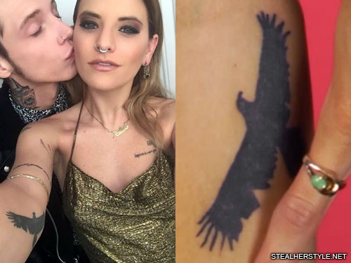 Juliet Simms Eagle Elbow Tattoo | Steal Her Style.