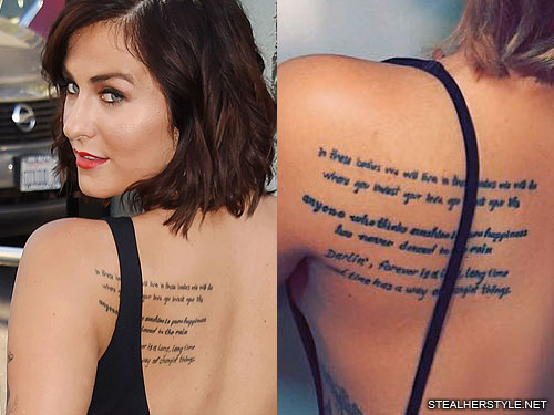 Scout Taylor-Compton Writing Shoulder Blade Tattoo | Steal Her Style