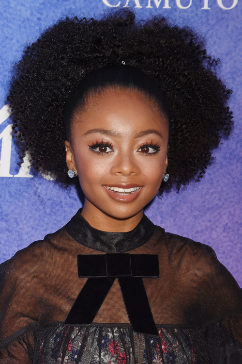 Skai Jackson Curly, Teased Black Afro, Bouffant Hairstyle | Steal Her Style
