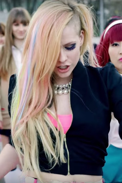 Avril Lavigne Straight Honey Blonde Peek-A-Boo Highlights 