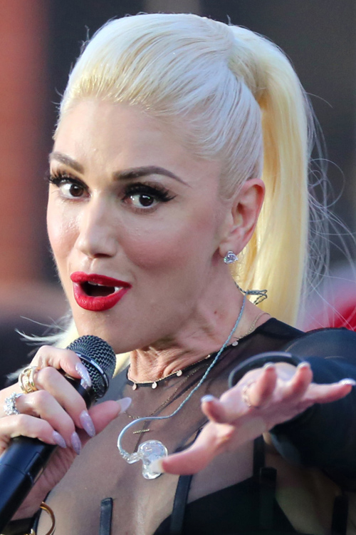 Gwen Stefani Straight Golden Blonde High Ponytail, Ponytail Hairstyle