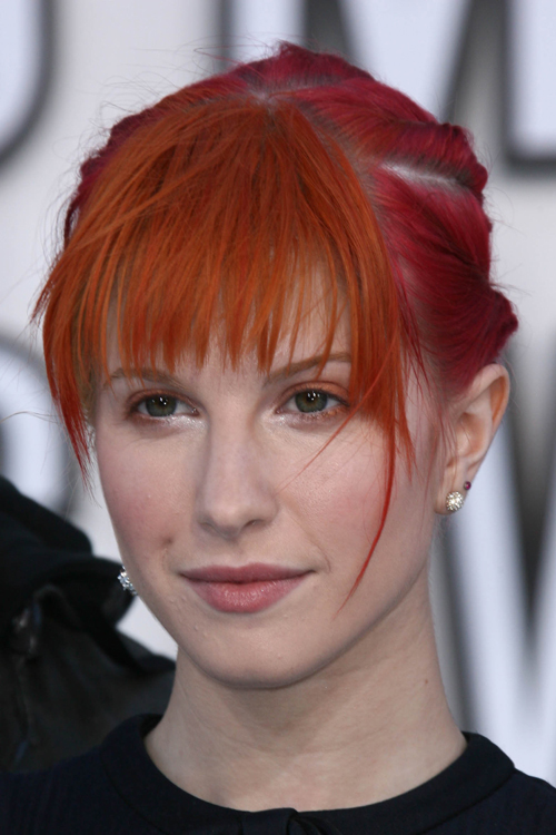 Hayley Williams Straight Red Choppy Bangs, Cornrows 