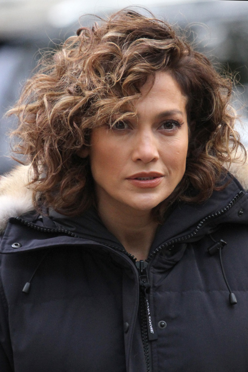 Jennifer Lopez Curly Medium Brown All-Over Highlights Hairstyle | Steal ...