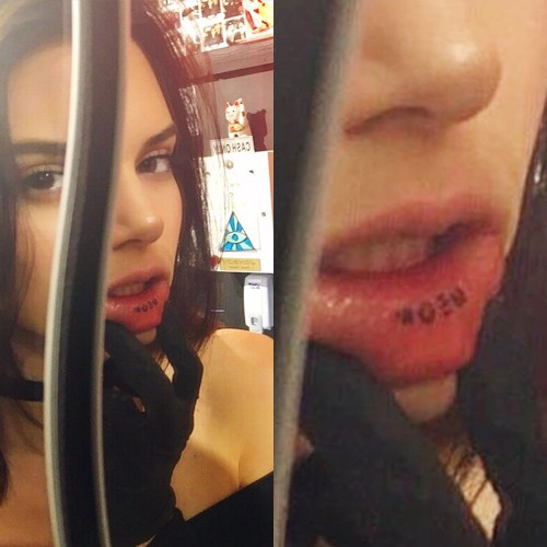 Kendall Jenner Writing Lip Tattoo | Steal Her Style