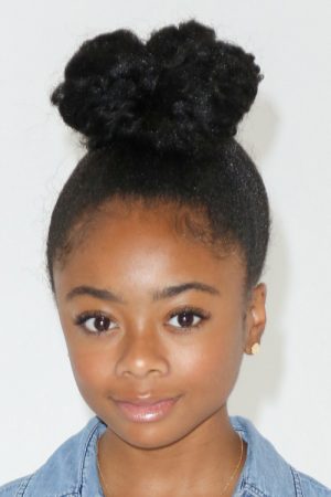 Skai Jackson Curly, Teased Black Bun Hairstyle | Steal Her Style