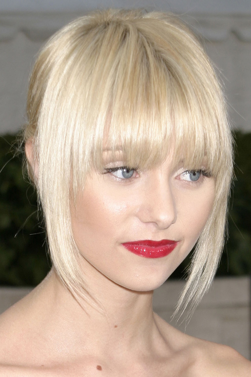 Taylor Momsen Straight Platinum Blonde Curved Bangs, Updo Hairstyle ...