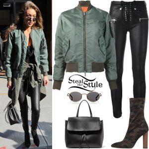 Gigi Hadid: Bomber Jacket, Leather Pants | Steal Her Style