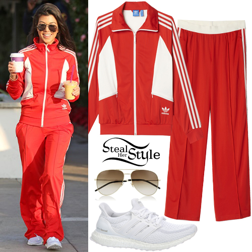 Kourtney Kardashian: Red Track Jacket & Pants | Steal Her Style
